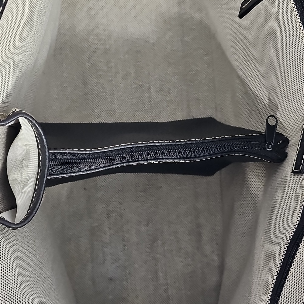DOONEY & BOURKE Black Leather Double Pocket Tote Satchel Shoulder & Coin‎ Bag - Picture 10 of 16